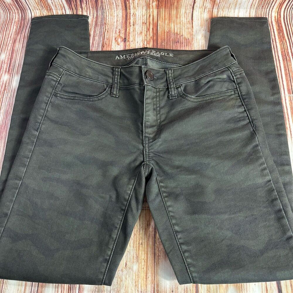 American Eagle JEGGING Womens Size 2 Army Camo Low Rise Jeans Denim Pants 27x29 - Picture 3 of 10